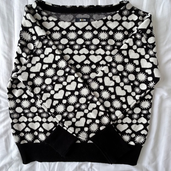 Maeve Anthropologie Sweater Black & White Heart Sz S Sunshine in My Heart - Picture 6 of 16